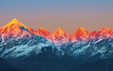 sunset on mountain peaks 