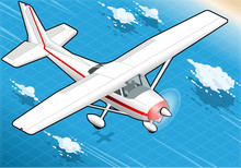 Isometric White Plane In Flight In Front View