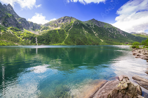 Naklejka na drzwi Eye of the Sea lake in Tatra mountains, Poland