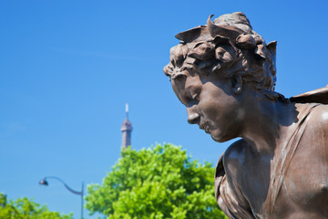 Wall Mural - Artistic statue on Alexandre Bridge, Paris, France