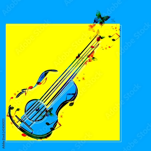 Plakat na zamówienie Colorful music guitar background. Vector