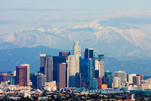 Los Angeles With Snowy Mountains In The Background