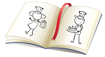 Wall Mural - A drawing book with an image of chefs