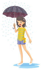 Poster - A girl holding an umbrella