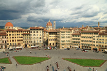 Aerial View Of  Santa Maria Novella Square And City Of Florence