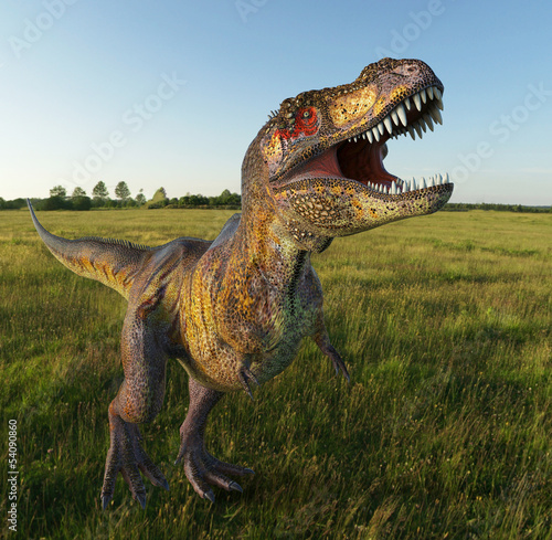 Naklejka dekoracyjna t rex on grass