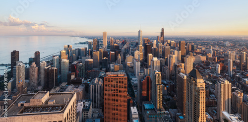 Plakat na zamówienie Widok z lotu ptaka na Chicago - Stany Zjednoczone