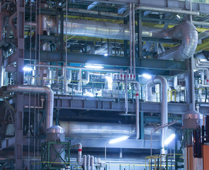 Refinery industrial plant with Industry boiler at night