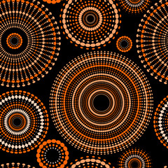 abstract seamless pattern in black and orange round shapes