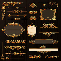 Wall Mural - golden calligraphic design elements and page decoration