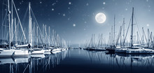 Yacht Harbor At Night