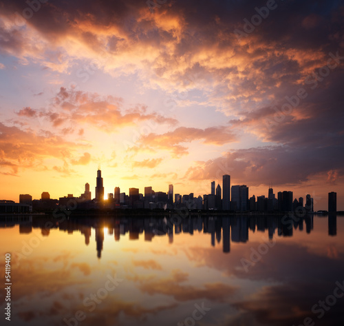 Board z aluminiowym obramowaniem Panoramę Chicago