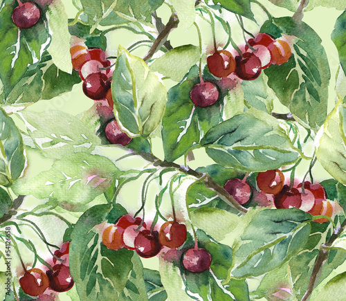 Naklejka dekoracyjna Cherry Seamless Pattern