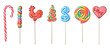 set of colorful lollipops isolated on white background