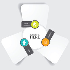 Fototapete - Vector abstract paper background with icons