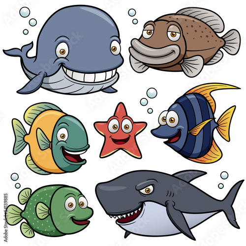 Naklejka - mata magnetyczna na lodówkę Vector illustration of Sea Animals Collection