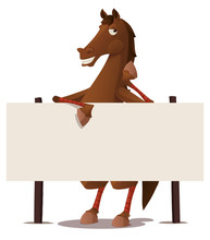 Horse With A Blank Sign