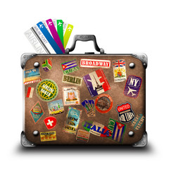 Wall Mural - bag and air tickets