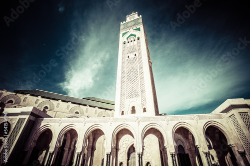 Plakat na papierze fotorealistycznym Meczet hassan ii w casablanca, Afryka