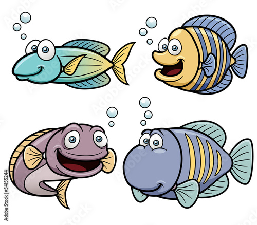 Naklejka ścienna Vector illustration of Sea fish set