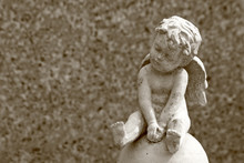 Little Cemetery Angel Statue And Space For Text