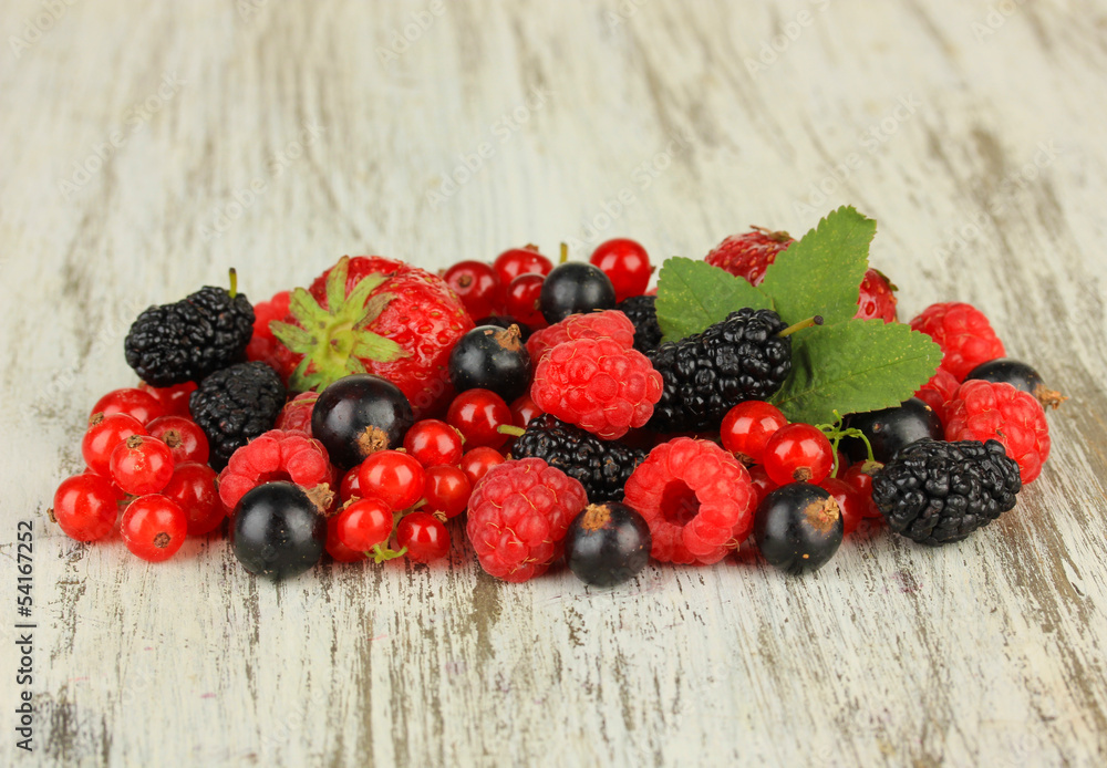 Ripe berries on table close-up