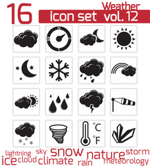 Wall Mural - vector black weather icons set