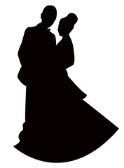 silhouette vector of a just married couple