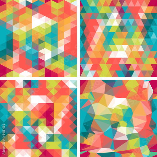 Obraz w ramie Seamless triangle patterns in retro style.