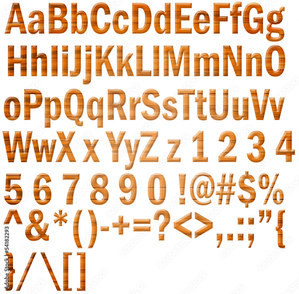 alphabet and numbers, wooden blocks isolated on white Stock ...