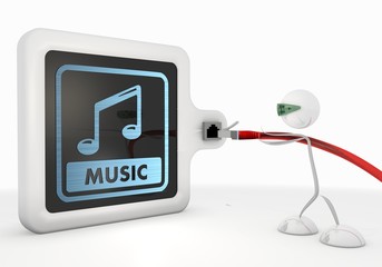 Wall Mural - music download symbol with futuristic 3d character