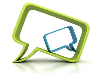 two concept speech bubbles green and blue dialogue icon