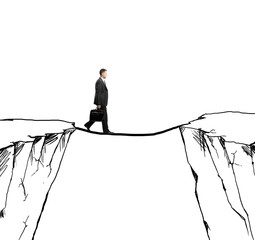 Wall Mural - businessman walking on rope