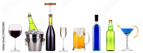 Naklejka nad blat kuchenny red wine, champagne, beer, alcohol cocktail
