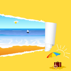 Wall Mural - beach with tearing paper vector illustration