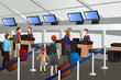 © artisticco - Lining up at the check-in counter in the airport