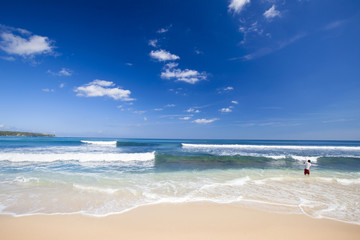 Wall Mural - a local fishing in a tropical beach