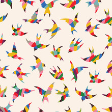 Spring Birds Seamless Pattern