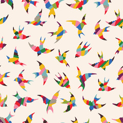 Sticker - Spring birds seamless pattern