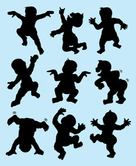 Canvas Print - Baby Dancing Silhouettes. Easy to use or change color.