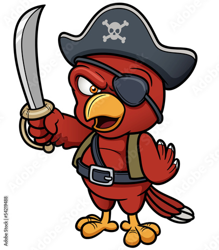 Tapeta ścienna na wymiar Vector illustration of Cartoon Pirate Parrot