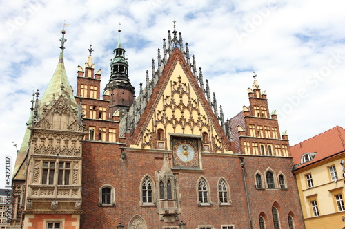 Board z aluminiowym obramowaniem Wrocław - ratusz od wschodu