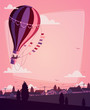 Hot air balloon. Romantic background