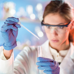 Poster - Woman scientist working in the laboratory