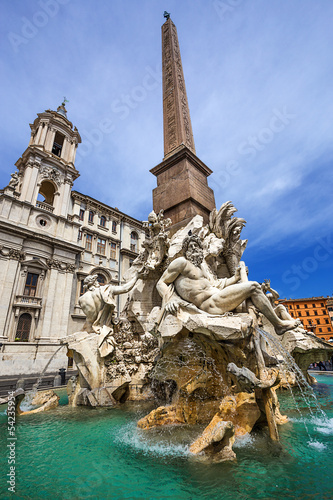 Obraz na płótnie canvas trzyczęściowy "tryptyk" Piazza navona, Rzym. 