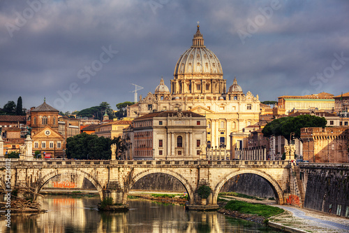 view at St. Peter's cathedral in Rome, Italy Poster