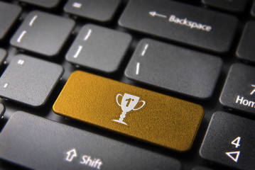 Wall Mural - gold trophy keyboard key, entertainment background