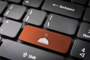 Wall Mural - orange gourmet plate keyboard key, food background