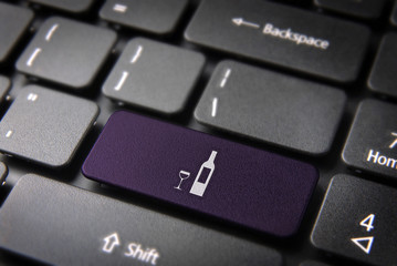 Wall Mural - Purple Wine bottle keyboard key, Food background