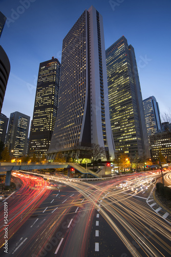 Naklejka samoprzylepna Tokyo - dzielnica finansowa